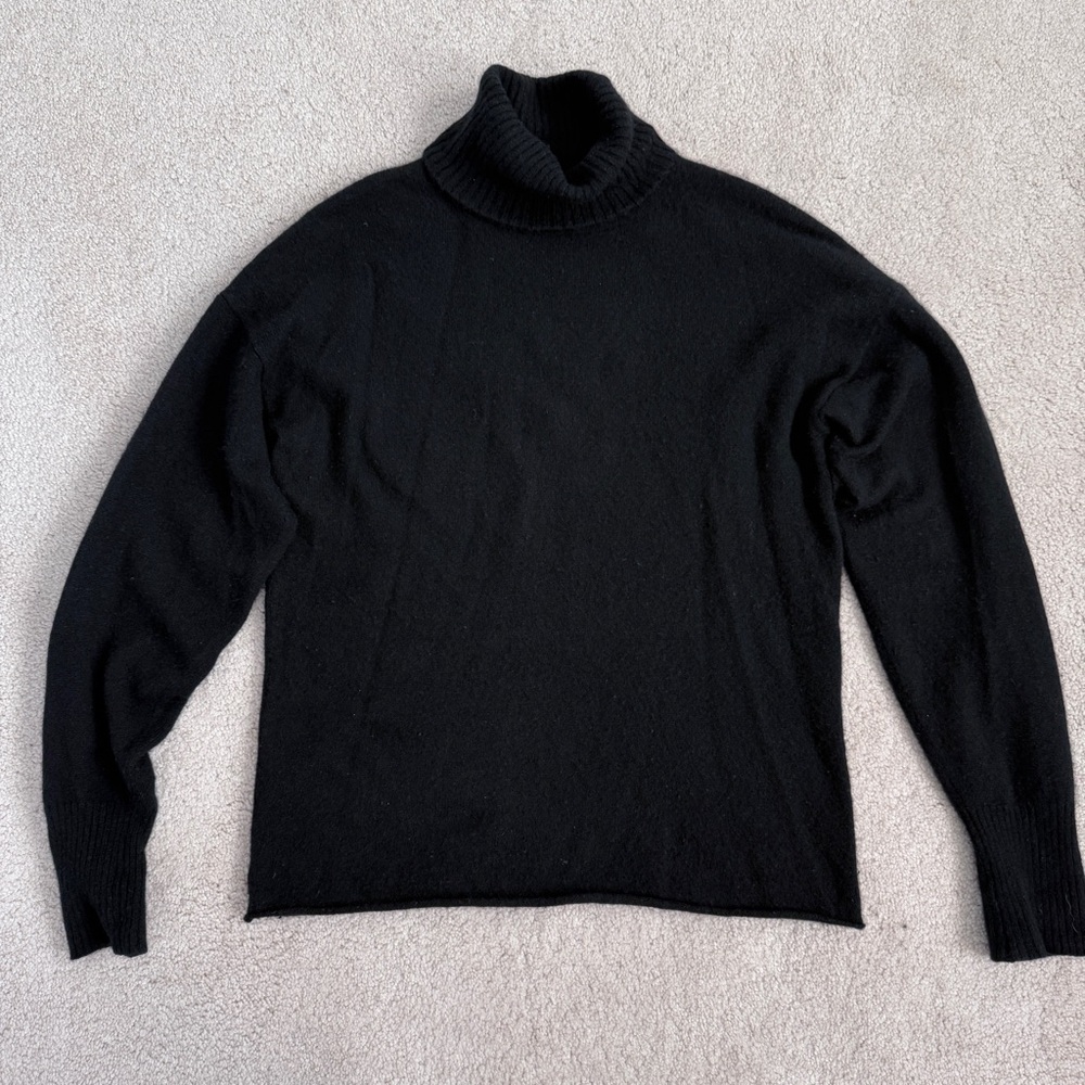 Reformation Jeans Boyfriend Cashmere Black Turtleneck Sweater